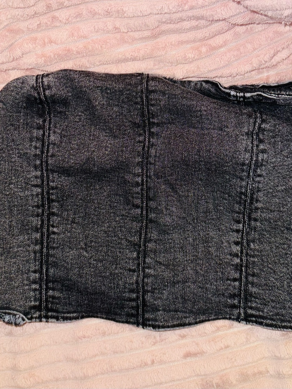 Women's Black Washed Denim Tube Top Size Large